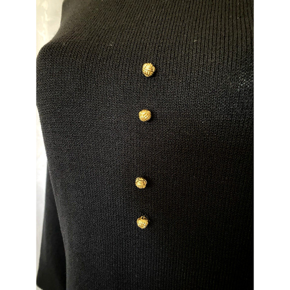 VTG St John Santana Knit Black Dress Long sleeve Crew Neck S line Mini T… - Picture 3 of 6